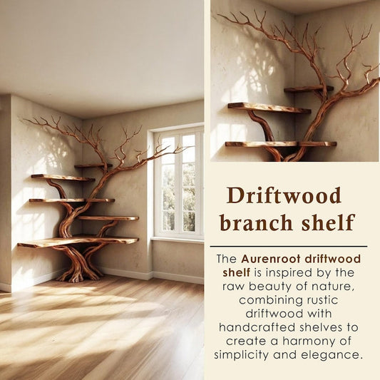 Corner Tree Branch Bookshelf Solid Wood Wall Mounted Driftwood Floating Shelf