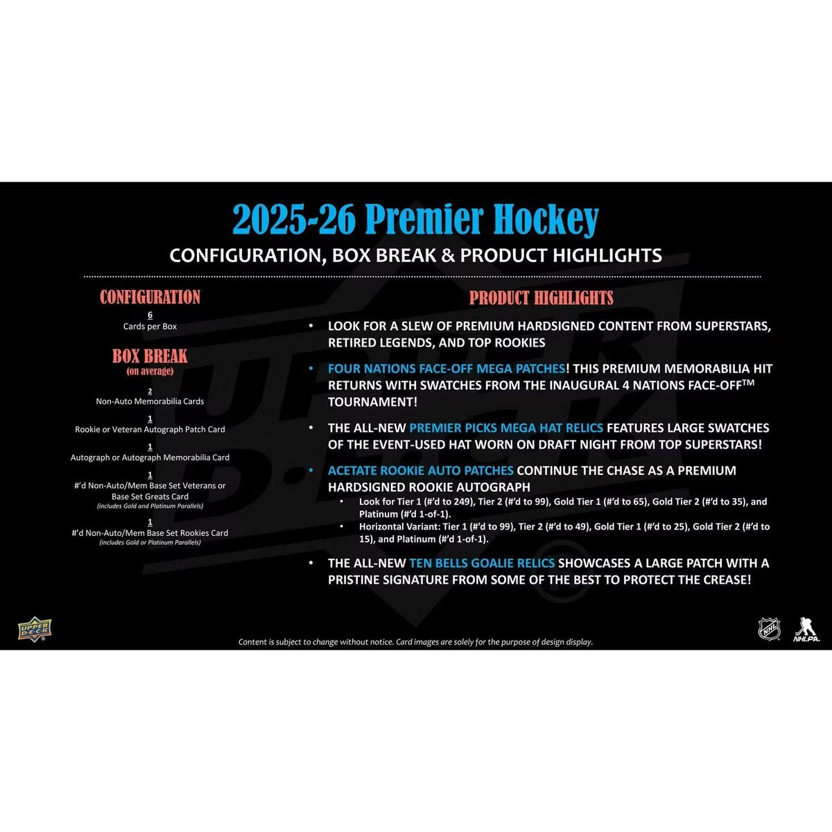 2025-26 Upper Deck Premier Hockey Hobby Box *Contact Us To Order*