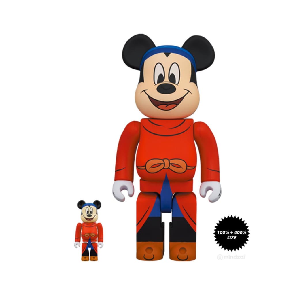 Fantasia Mickey 100% + 400% Bearbrick Set by Medicom Toy